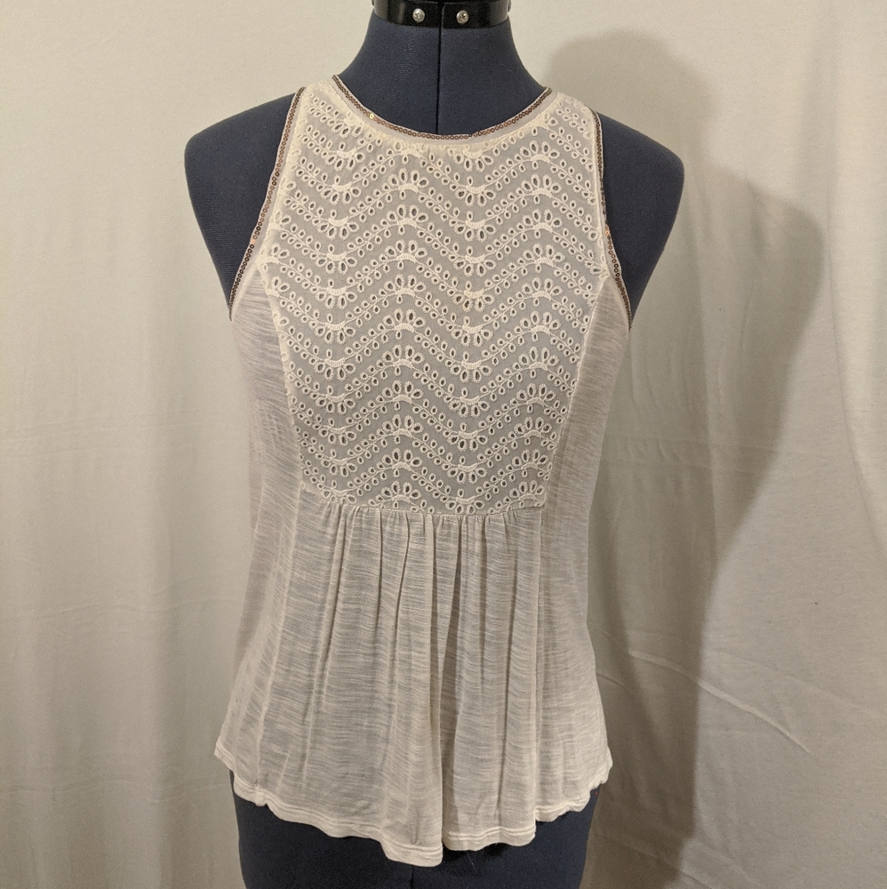 White Eyelet Tank Top